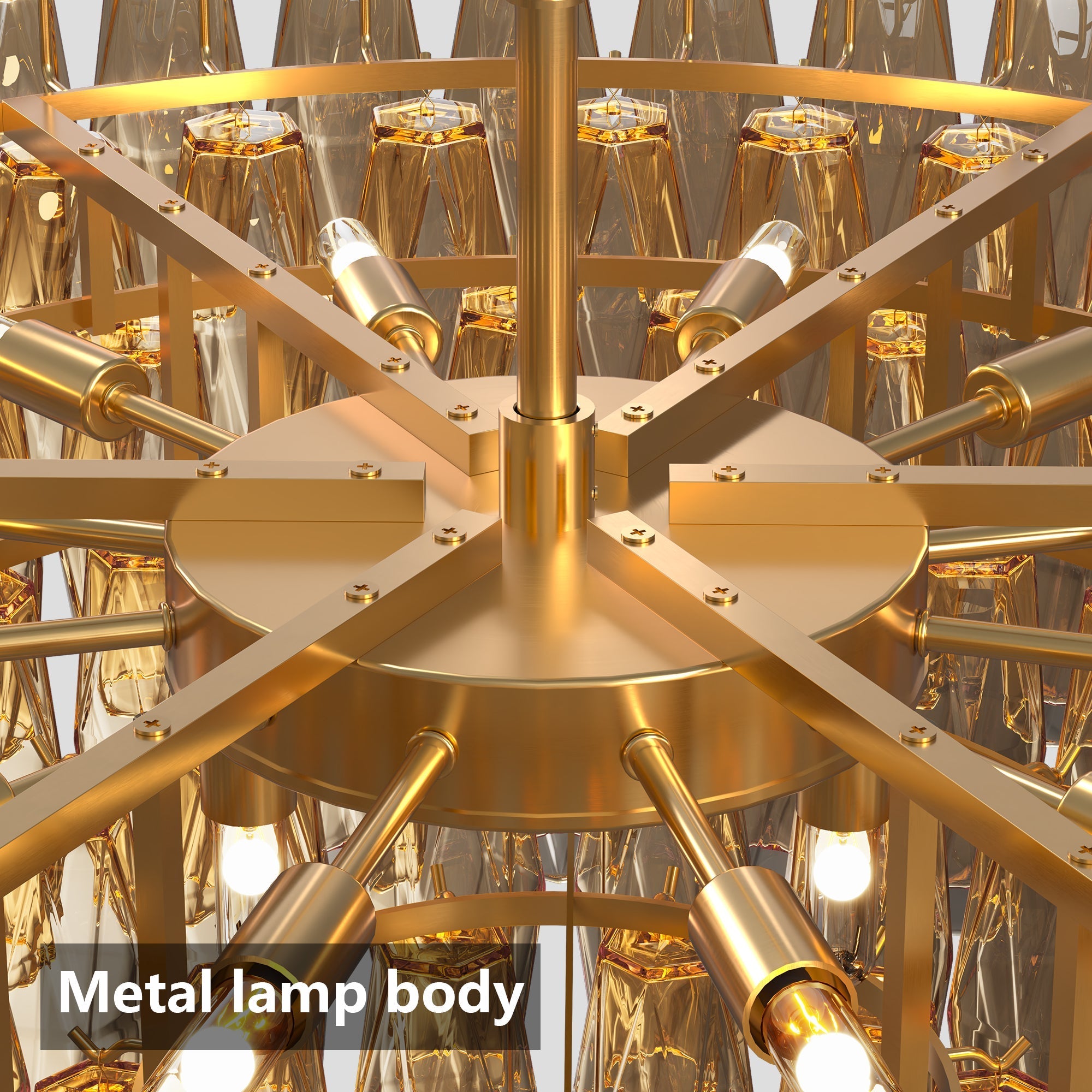 37" Extra Large 14-Light Gold Modern Round Chandelier