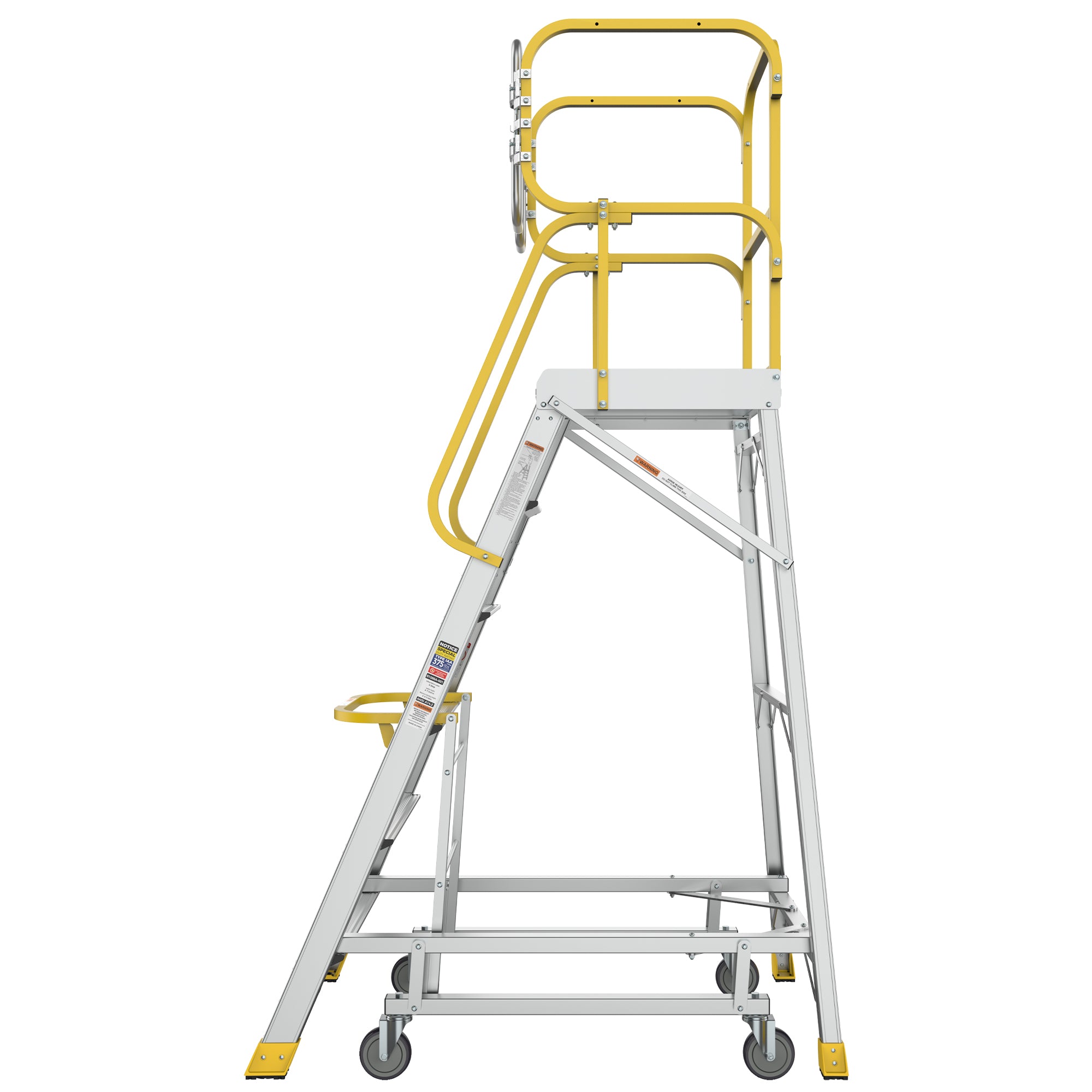 6 Step 375lbs Aluminum Rolling Platform Ladder