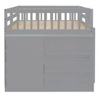 Full Over Full Bunk Bed with 4 Drawers and 3 Shelves - Gray