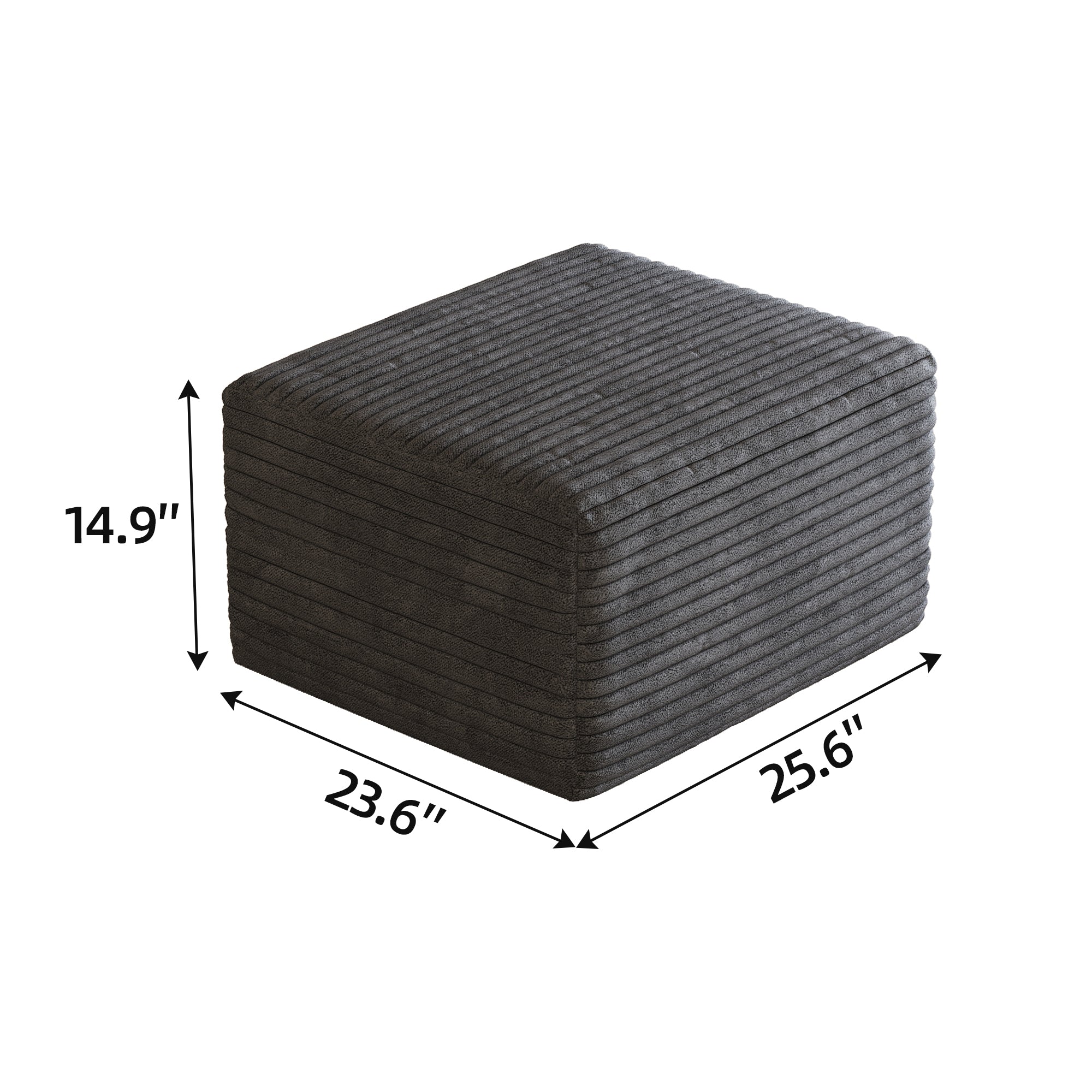 Dark Grey Plush Corduroy Sofa Ottoman