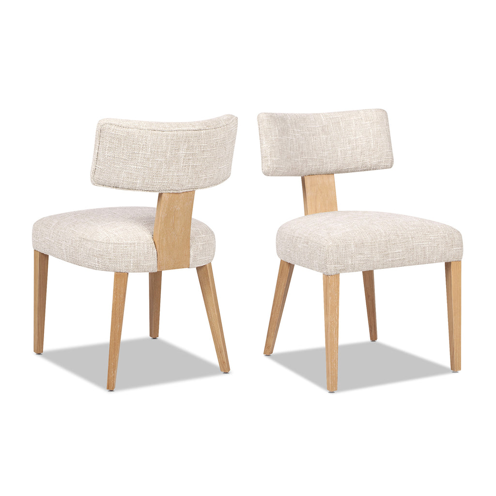 Louise Split Back Upholstered Dining Side Chair, Set of 2, Travertine