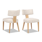 Louise Split Back Upholstered Dining Side Chair, Set of 2, Travertine