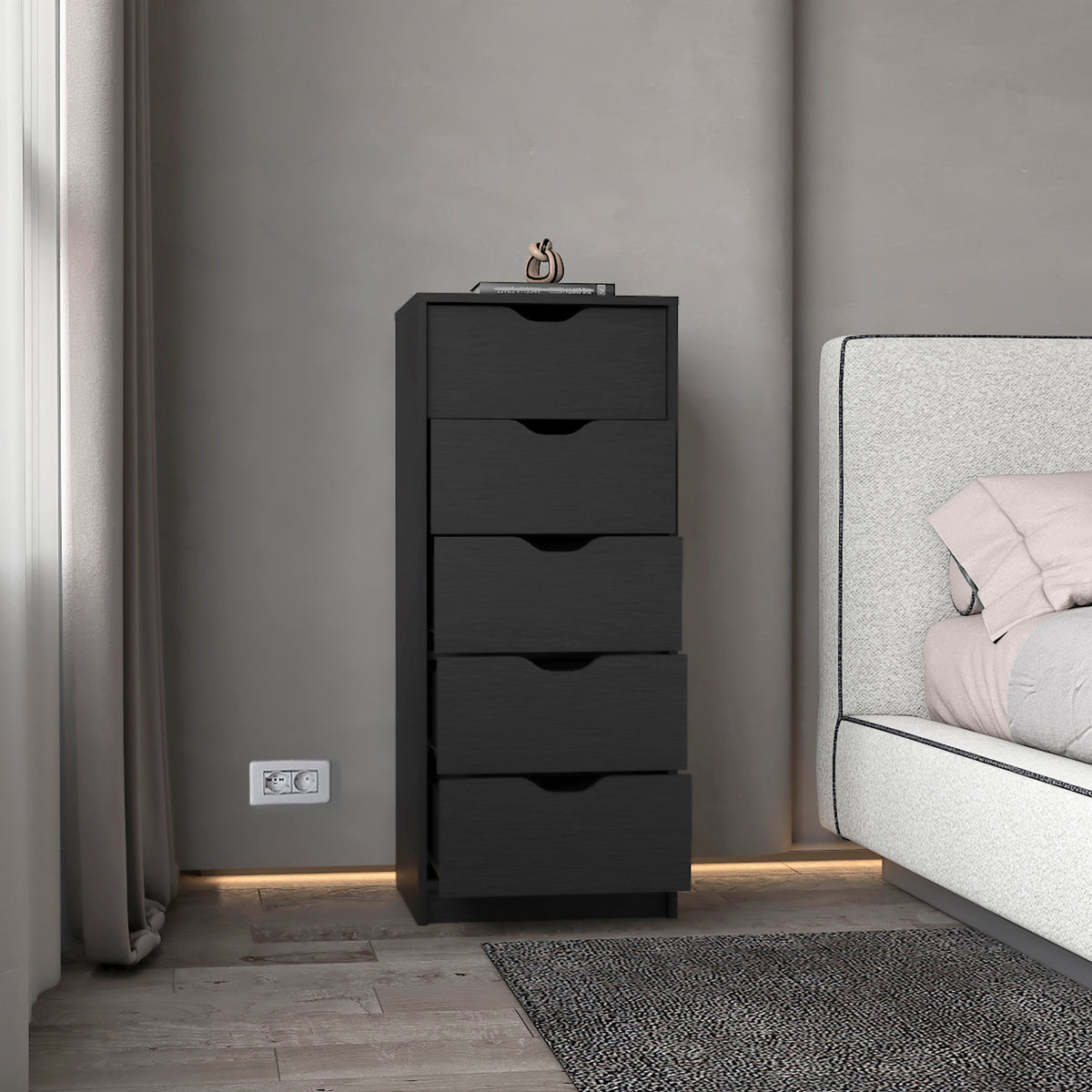Wenge 5 Narrow Drawer Dresser