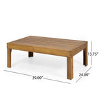 Outdoor Acacia Wood and Wicker Loveseat and Coffee Table Set with Cushions