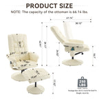 Recliner Chair with Ottoman - 360° Swivel Massage Lounge Chair