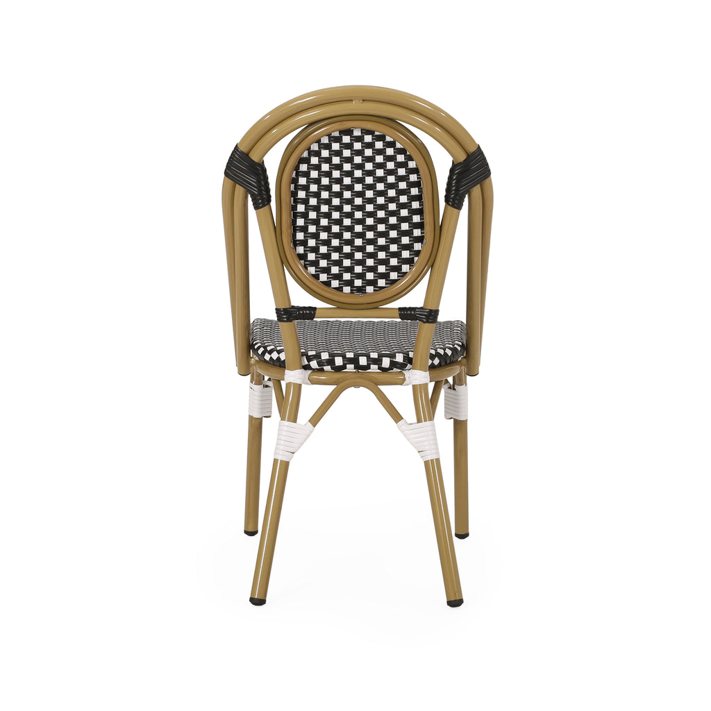 Outdoor PE Rattan and Aluminum French Bistro Chair Set of 2