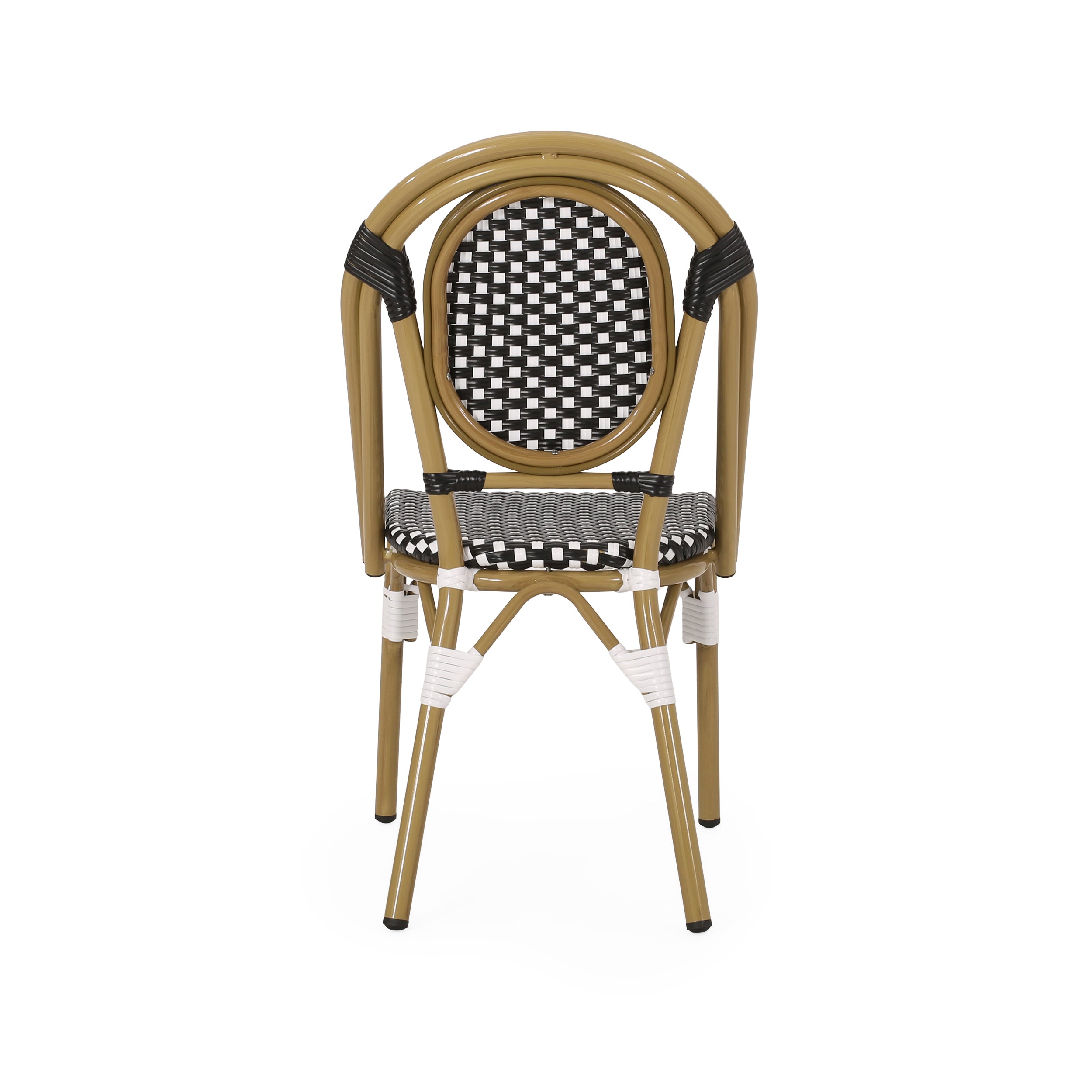 Outdoor PE Rattan and Aluminum French Bistro Chair Set of 2
