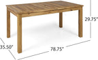 Outdoor 6-Seater Acacia Wood Expandable Dining Set