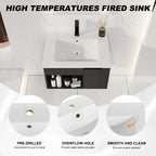 24" Wall-Mounted Floating Bathroom Vanity with Ceramic Sink