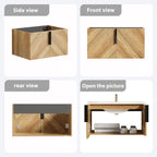 36 Inch Wall-Mounted Bathroom Vanity with 3D Fluted Panel