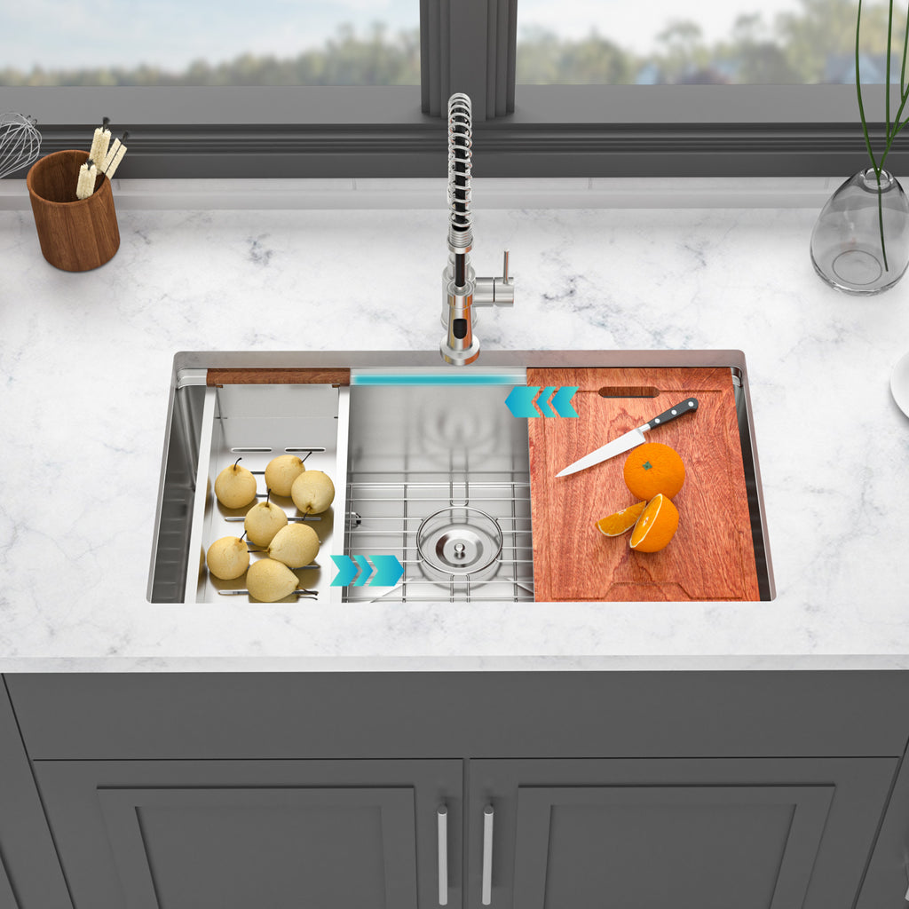 Single Bowl Undermount Workstation Kitchen Sink