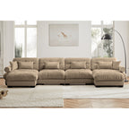 U Shaped Sectional Sofa Cloud Couch with Movable Ottomans