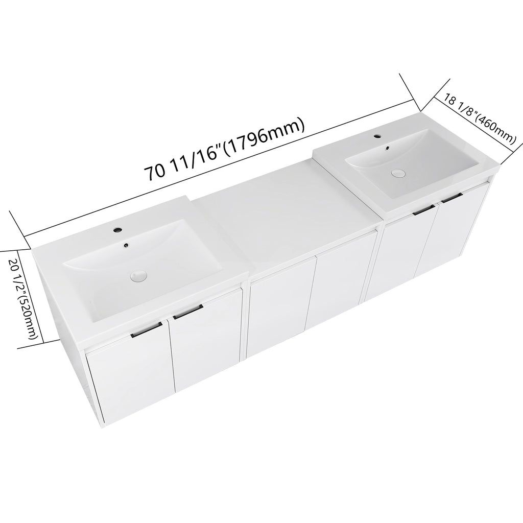 Stylish 72" Bathroom Vanity With Resin Sink