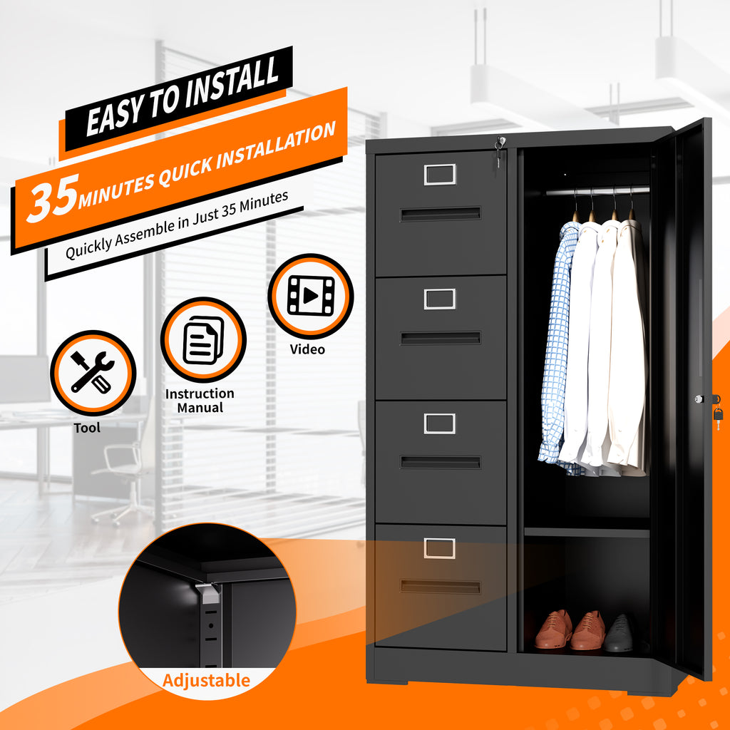 Metal Storage Vertical Filing Cabinet with Lock