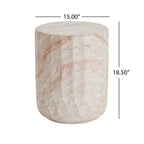 Outdoor/Indoor Lightweight Concrete Side Table - Cylinder Travertine Finish