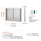 BBQ Access Door, 30W x 21H Inch Double Outdoor Kitchen Door