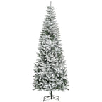 HOMCOM 9ft Unlit Snow-Flocked Slim Pine Christmas Tree