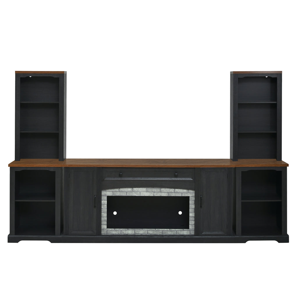 3-Piece TV Stand Set with Curved Side Cabinets