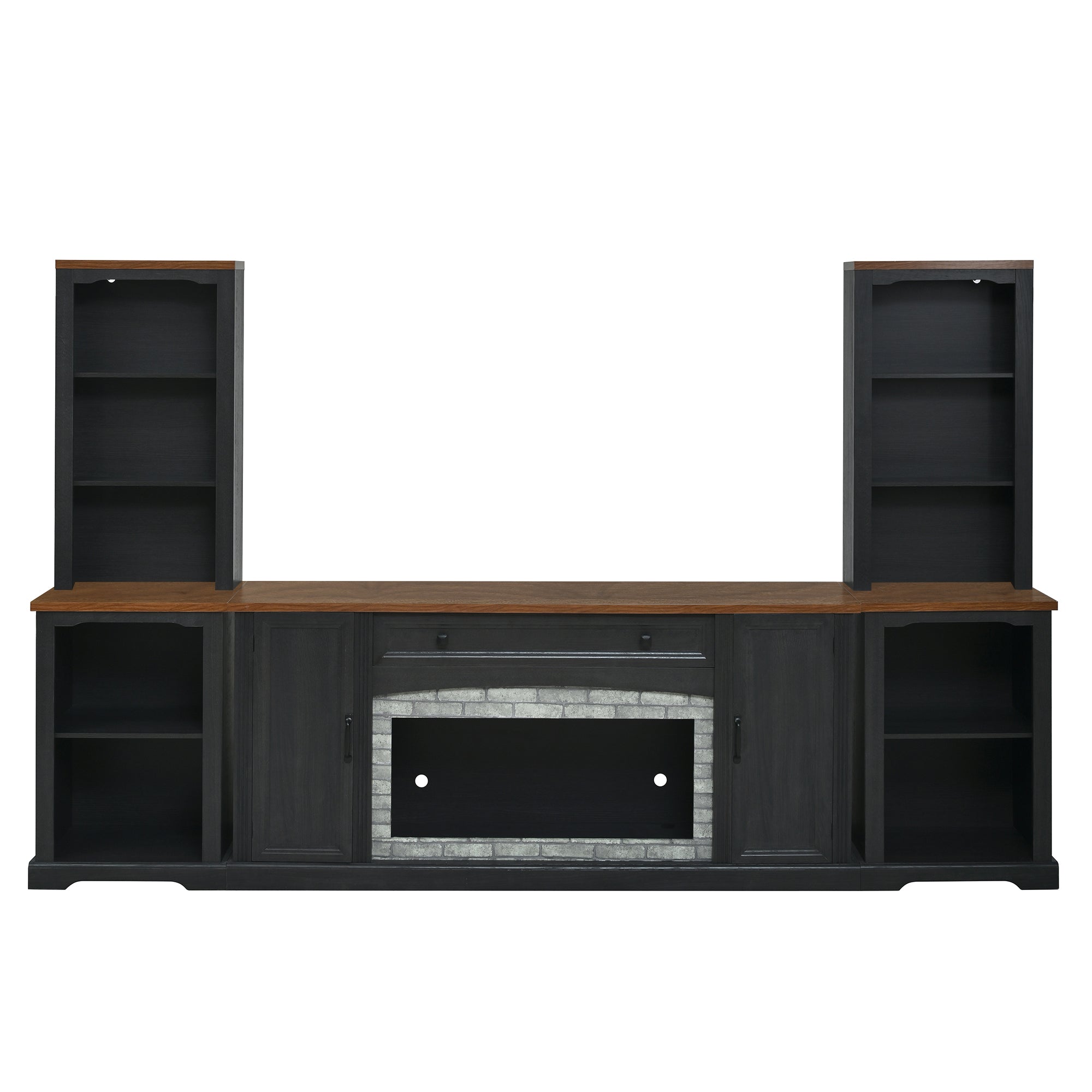 3-Piece TV Stand Set with Curved Side Cabinets