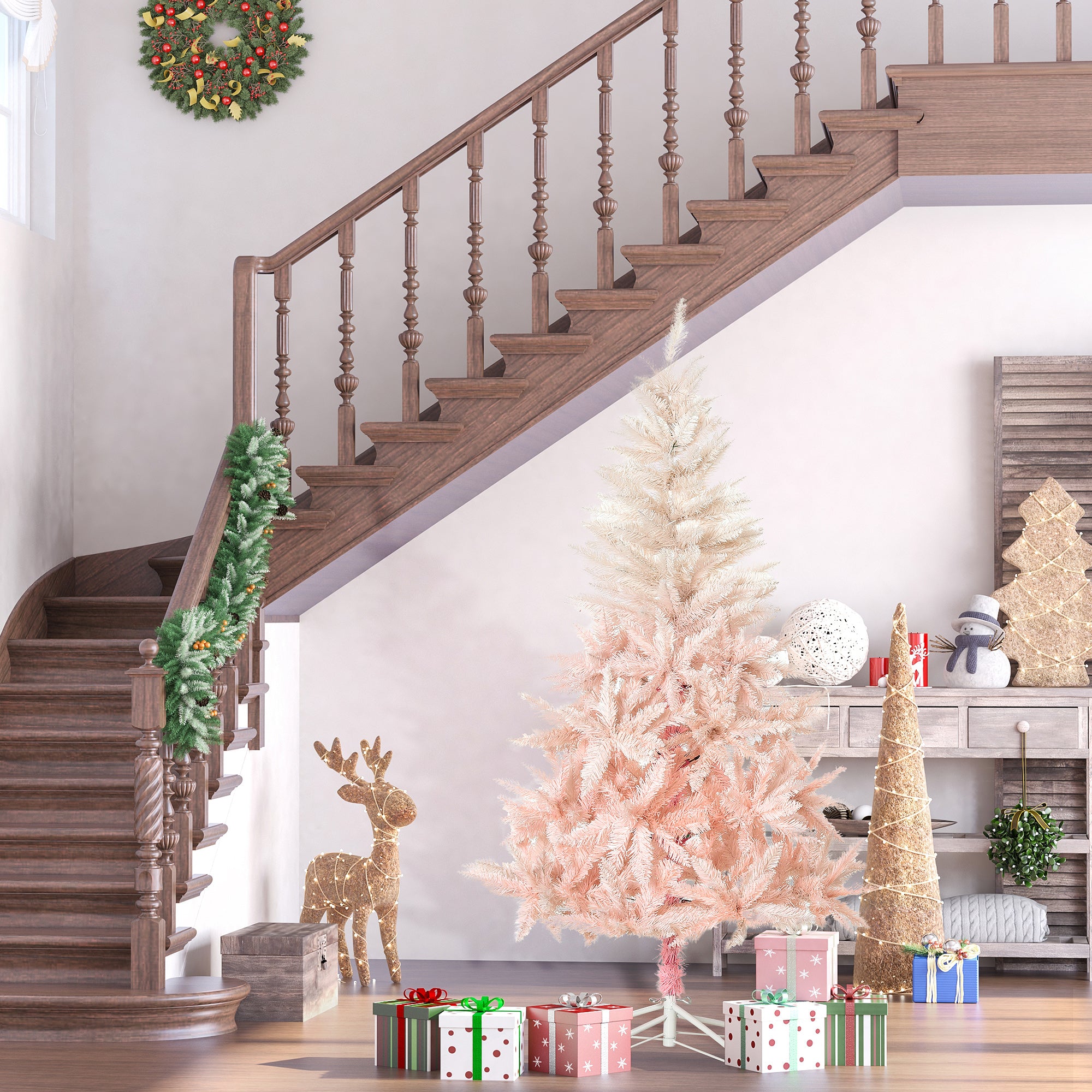 HOMCOM 7ft Unlit Spruce Artificial Christmas Tree with Realistic Branches