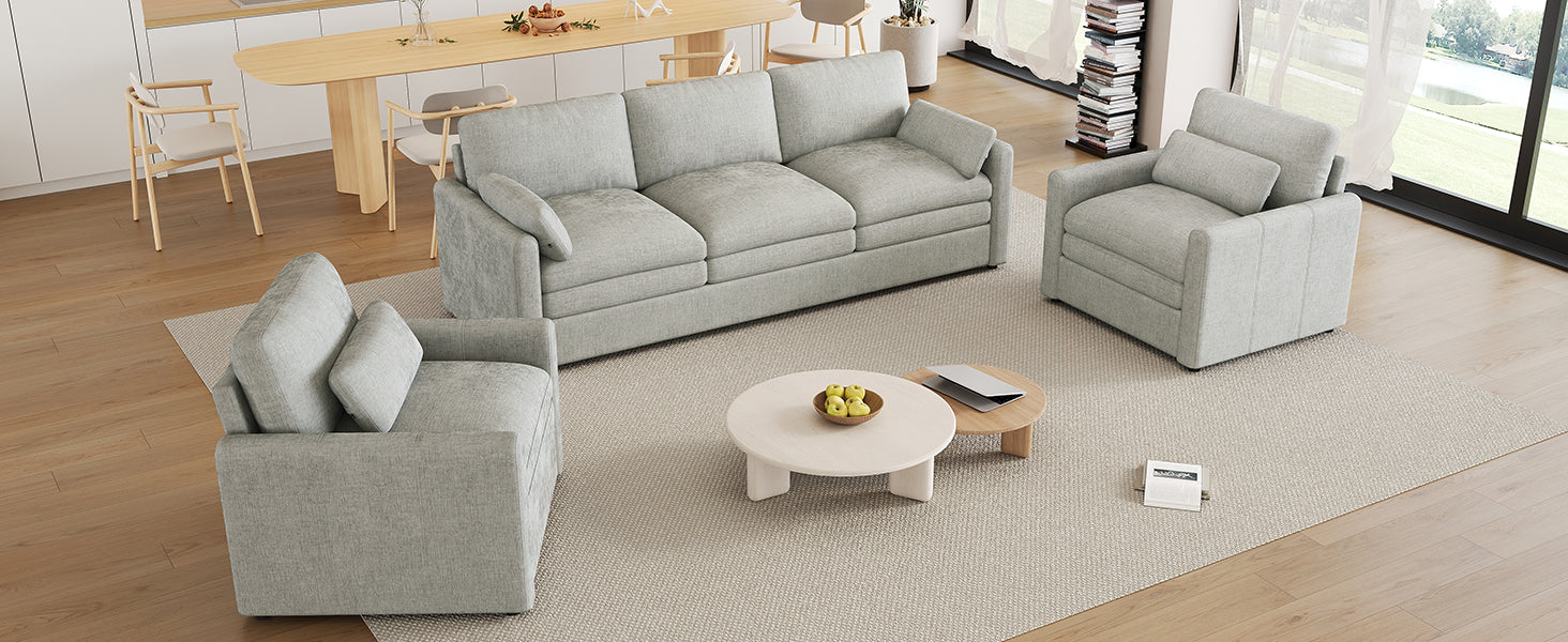 Cozy Upholstered Sofa Set - Oversized Comfortable Design
