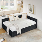 Full Size Upholstered Tufted Bed Frame with Two Drawers