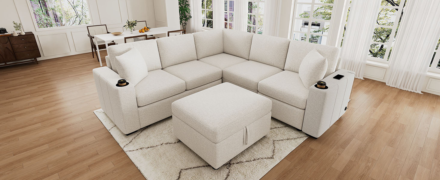 84.7" Sectional Sofa Convertible Pull-out Bed