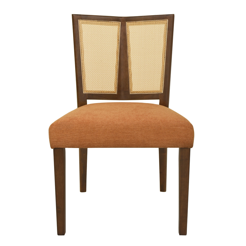 Rattan Dining Chair Without Arm (Walnut + Caramel) Set of 2