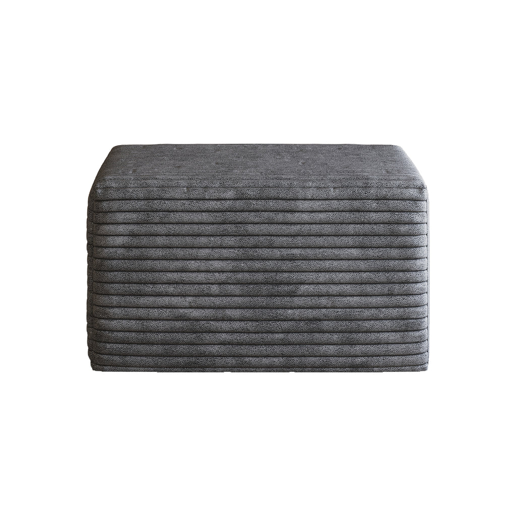 Dark Grey Plush Corduroy Sofa Ottoman