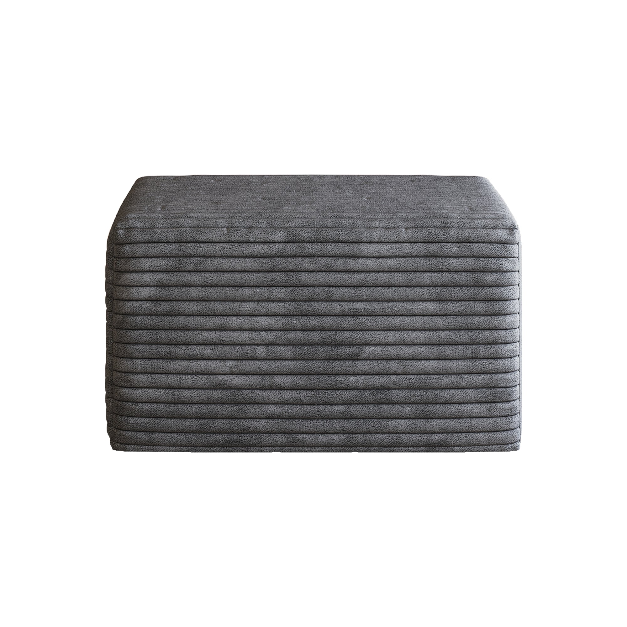 Dark Grey Plush Corduroy Sofa Ottoman