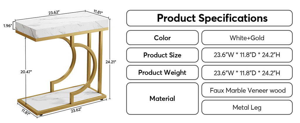 C-Shaped Sofa Side Table