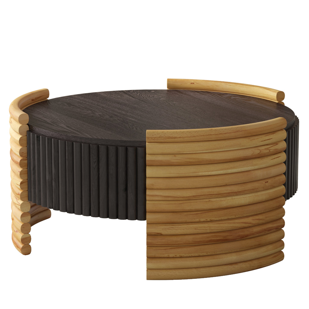Modern Colorblocked Striped Coffee Table with Flip Top Storage