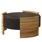 Modern Colorblocked Striped Coffee Table with Flip Top Storage