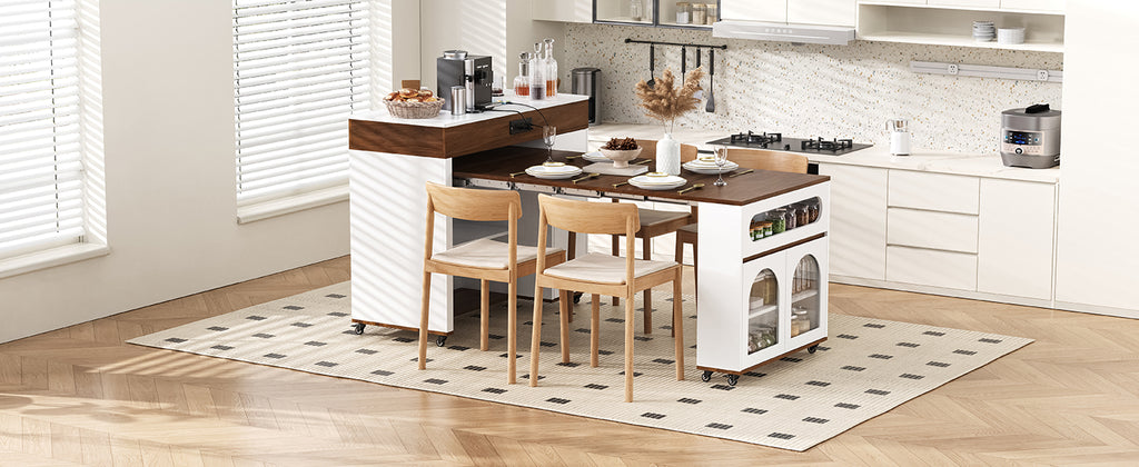 TREXM Extendable Dining Table with Extra-Long Folding Top