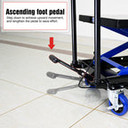 Hydraulic Lift Trolley, 500 LBS Capacity, BLACK+BLUE