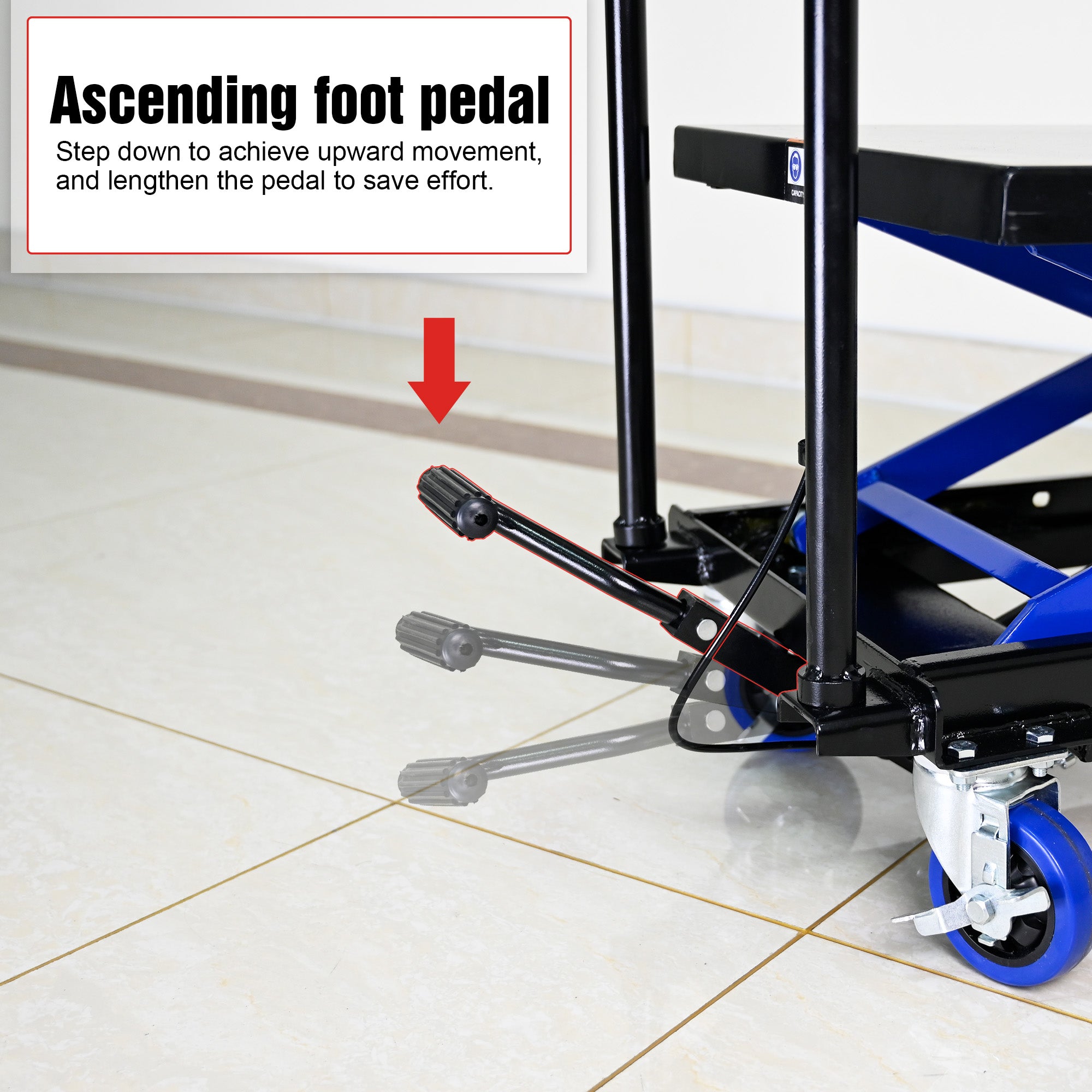 Hydraulic Lift Trolley, 500 LBS Capacity, BLACK+BLUE