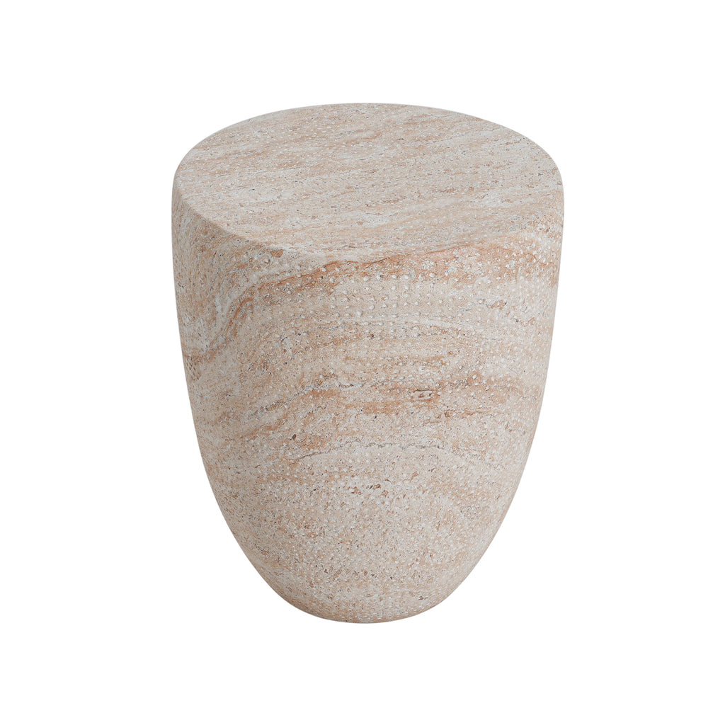 Outdoor/Indoor Lightweight Concrete Side Table - Travertine Finish