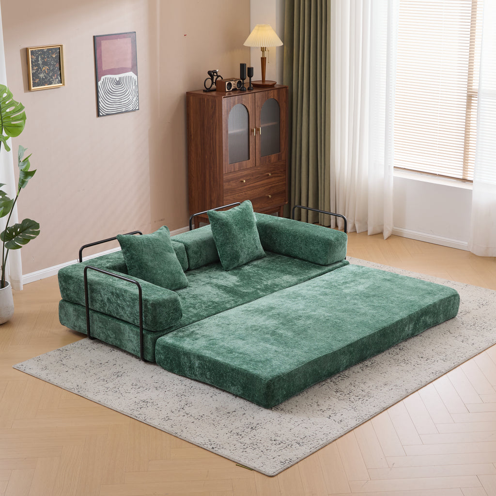 Convertible Floor Couch Sofa Bed - Dark Green