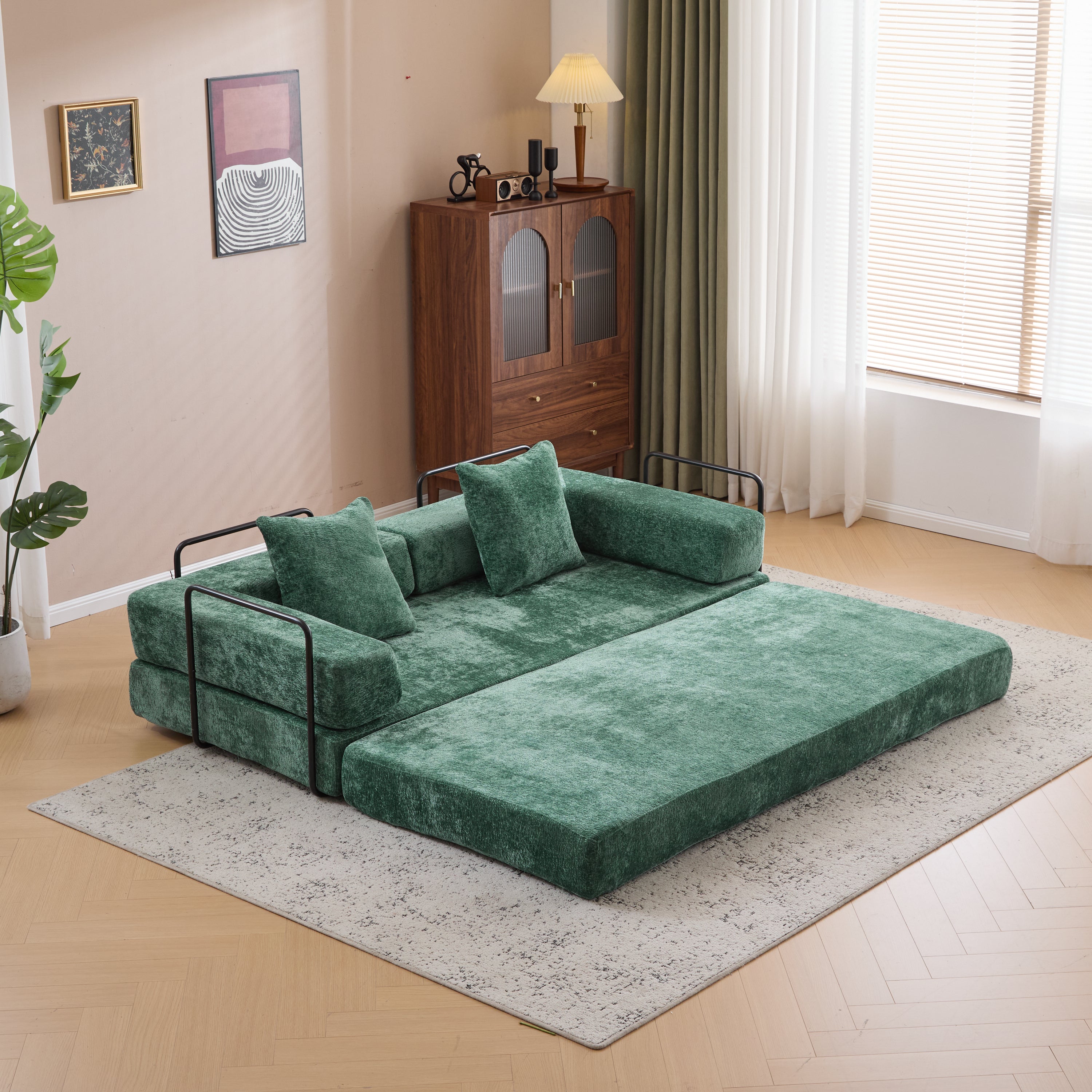 Convertible Floor Couch Sofa Bed - Dark Green