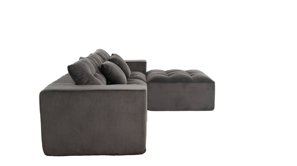 101" L-Shaped Modular Compression Sofa, Gray