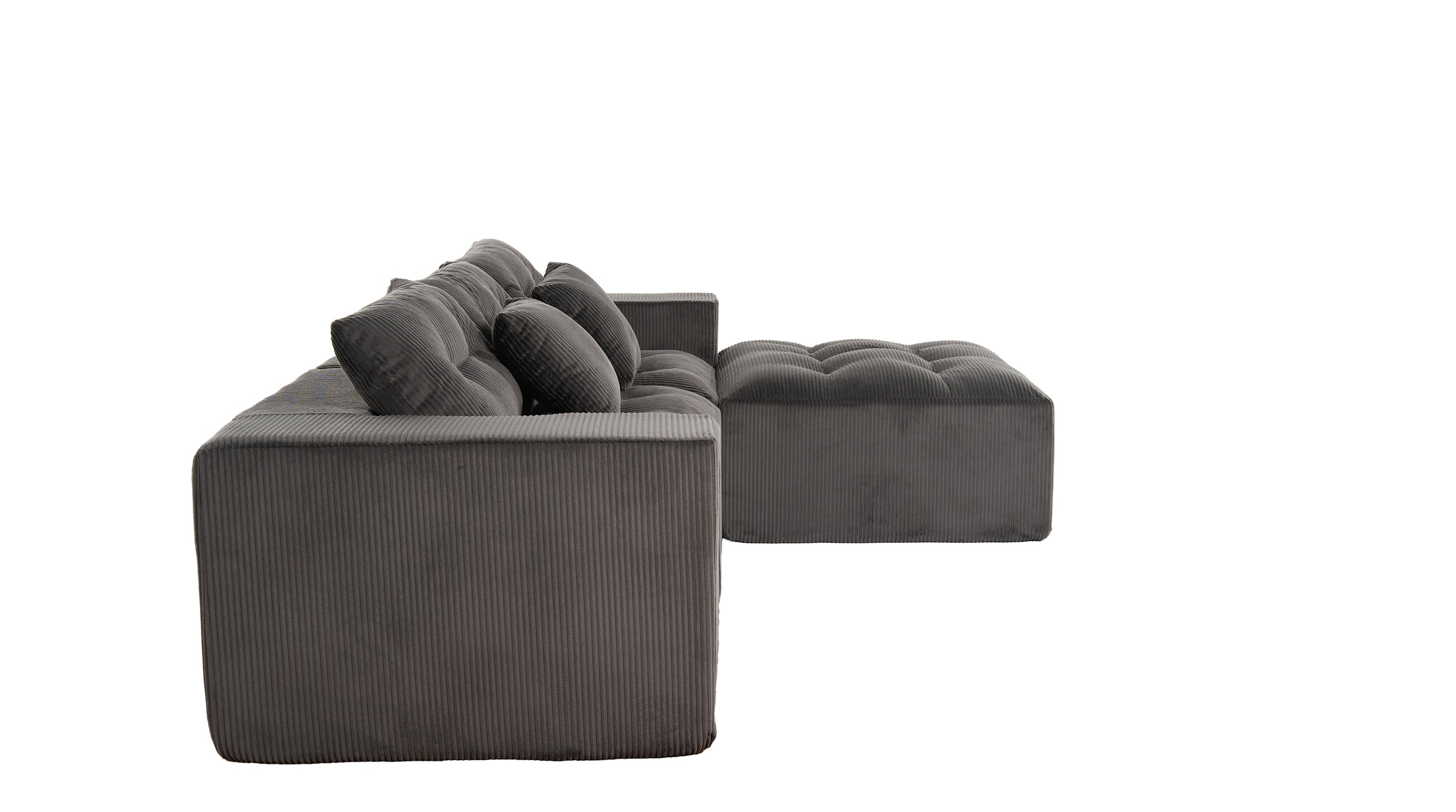 101" L-Shaped Modular Compression Sofa, Gray