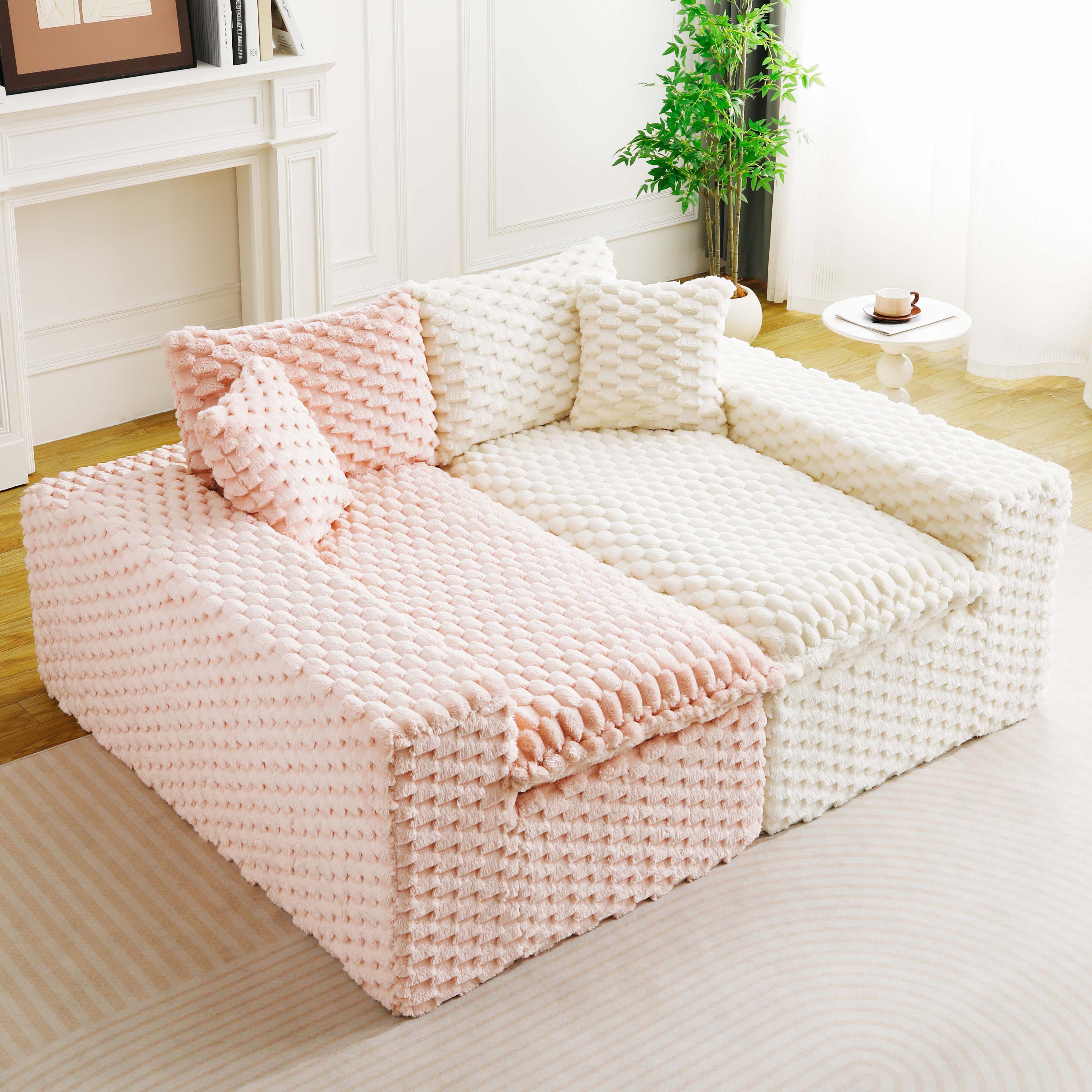 Luxury Color-Block Turtle Velvet Multifunctional Sofa