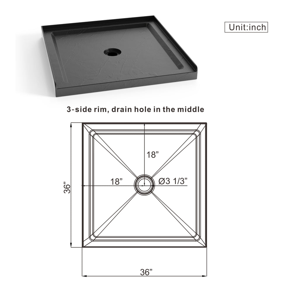 Goodyo 36"x36" Shower Base with Anti-slip Acrylic