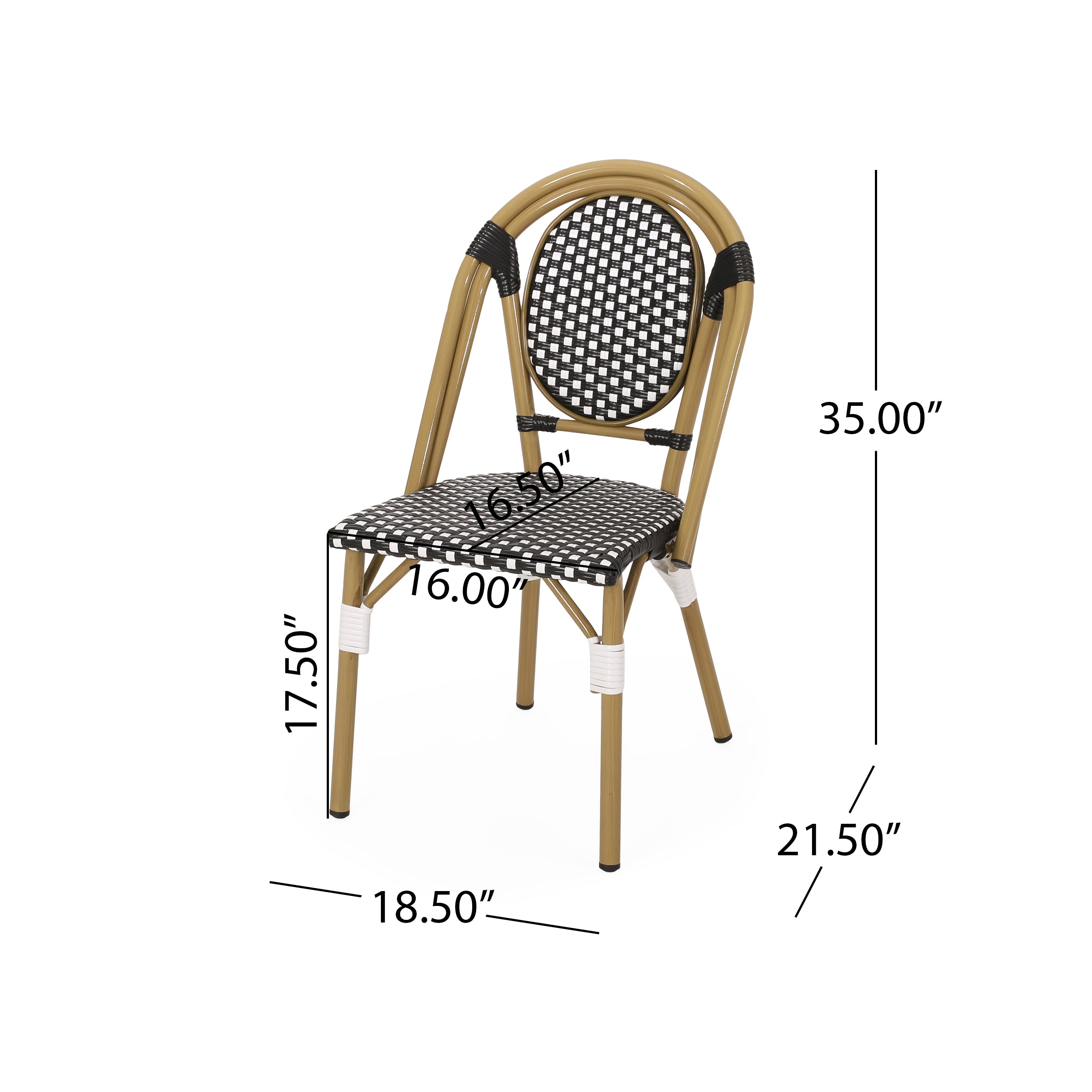 Outdoor PE Rattan and Aluminum French Bistro Chair Set of 2