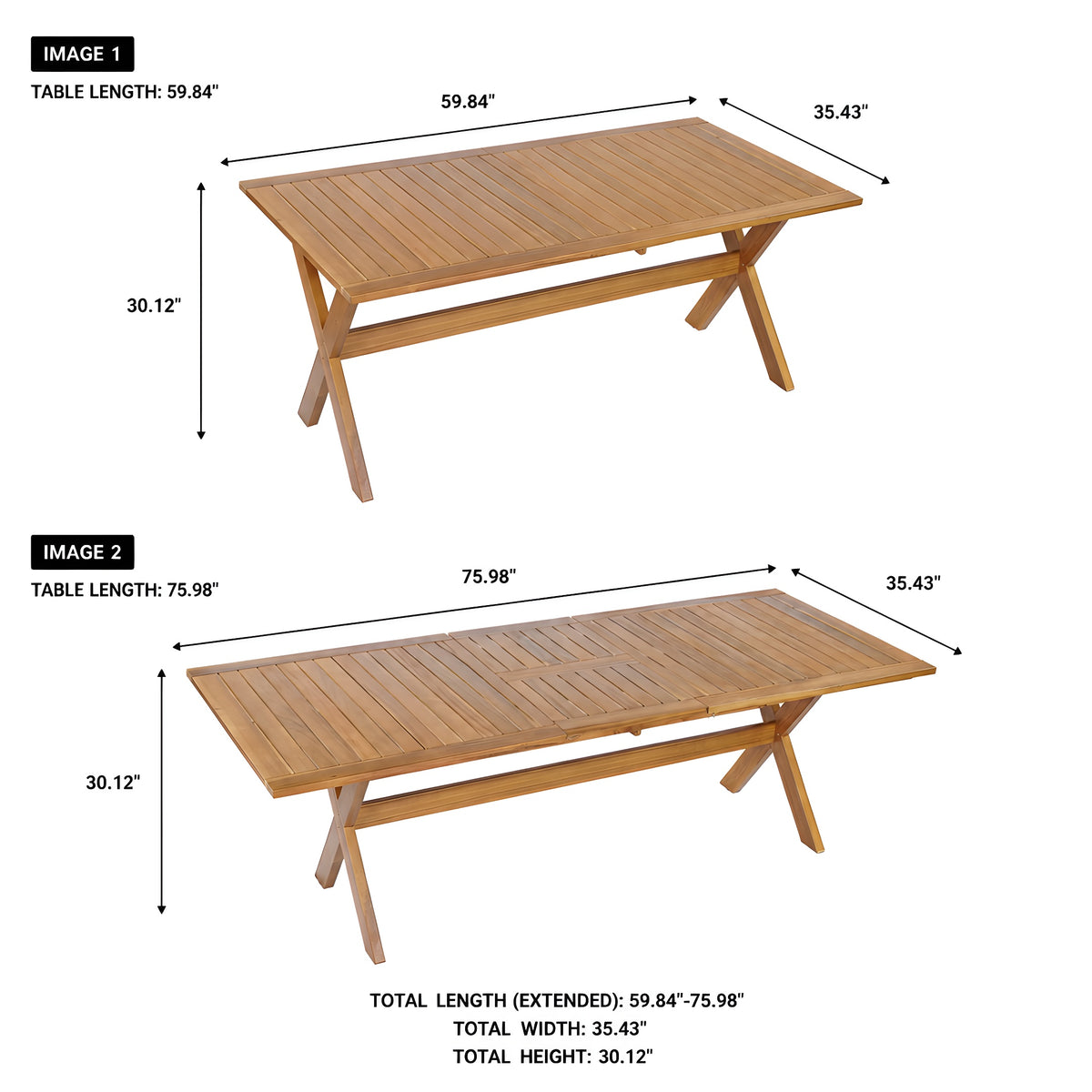 7 Pieces Acacia Wood Outdoor Dining Set with Cushions