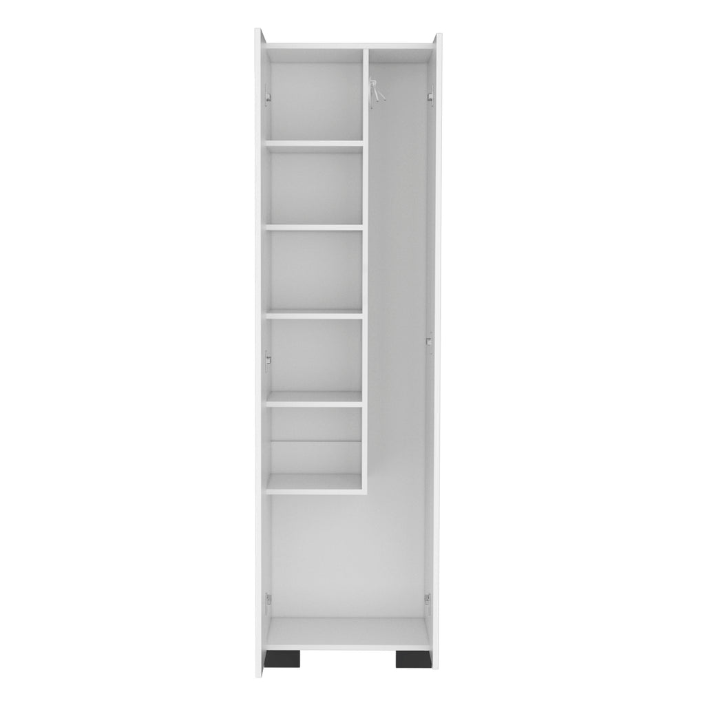 Attica Broom Cabinet Double-Door Design with Inner Shelves and Side Hangers