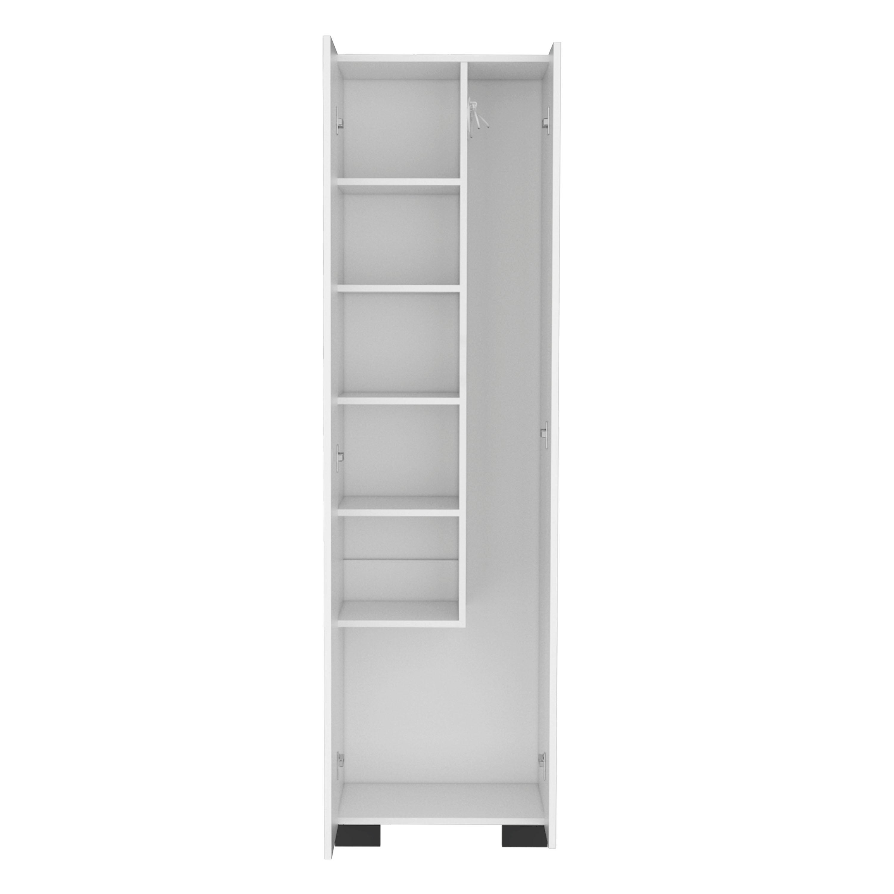Attica Broom Cabinet Double-Door Design with Inner Shelves and Side Hangers