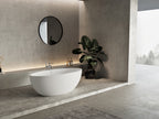 67 in. x 31 in. Oval Freestanding Solid Surface Soaking Bathtub