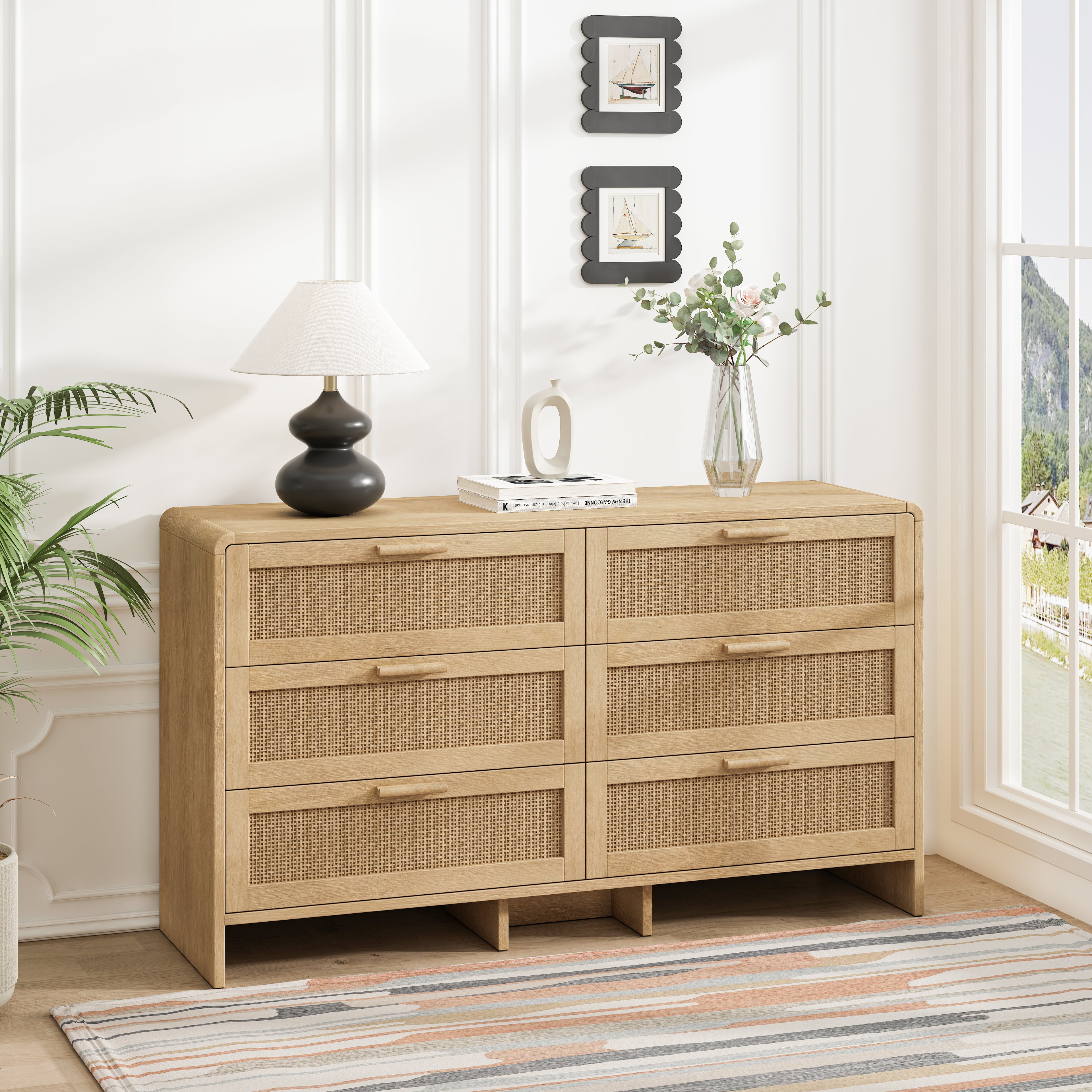 51.18'' Arc Shaped Corner Rattan Cabinet