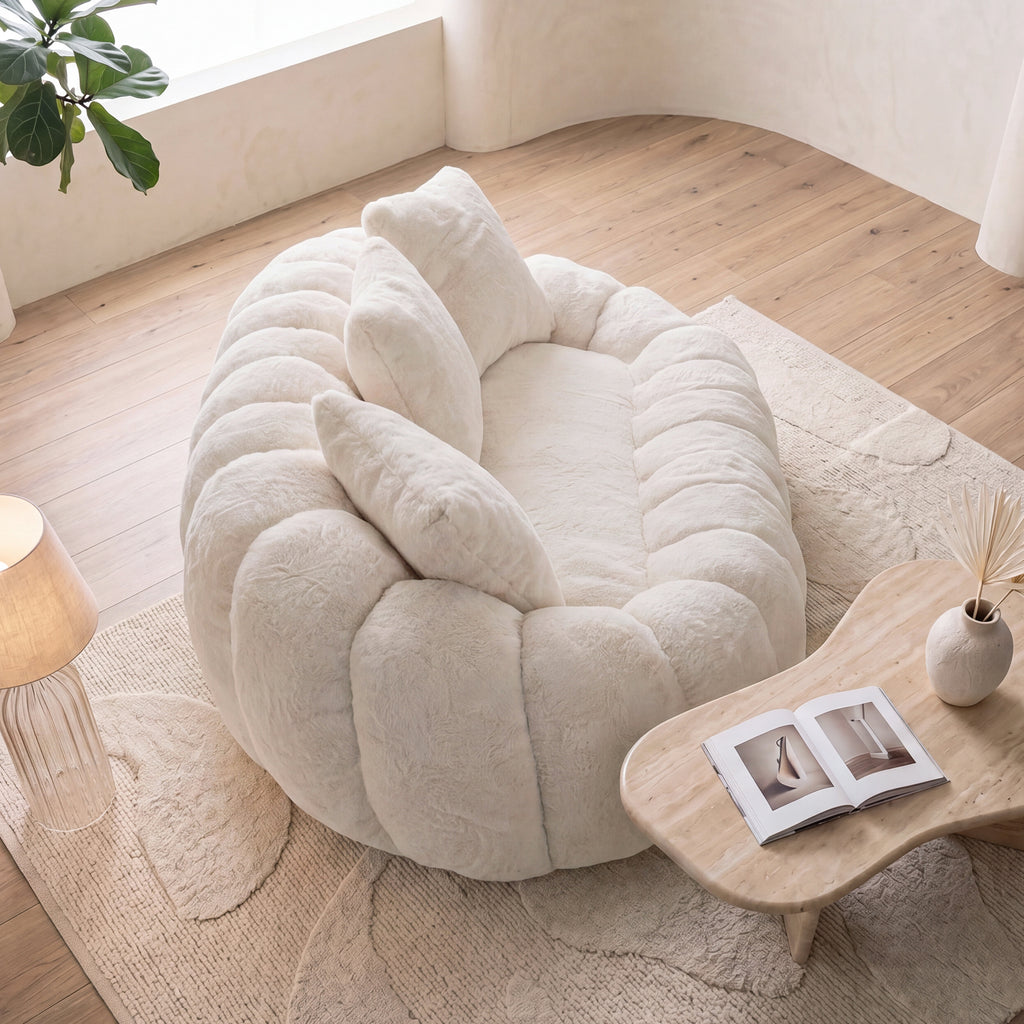 Floral-Shaped Ultra-Soft Faux Fur Sofa